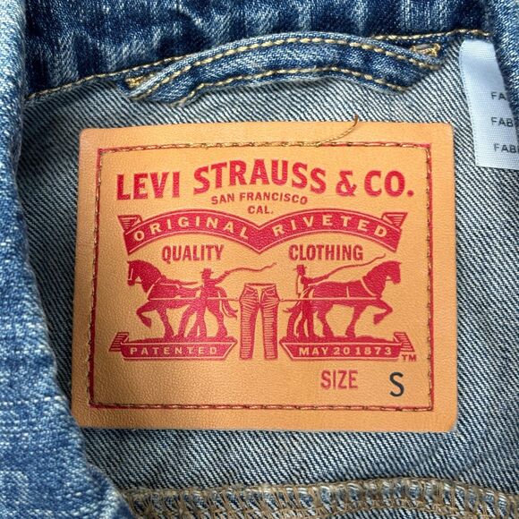 Levi's Men Sleeveless Trucker Denim Jean Vest Jacket Size Small C055 -22 - Picture 5 of 13
